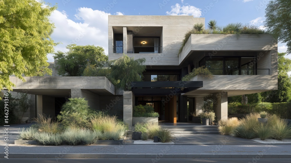 Fototapeta premium Modern concrete villa with minimalist design