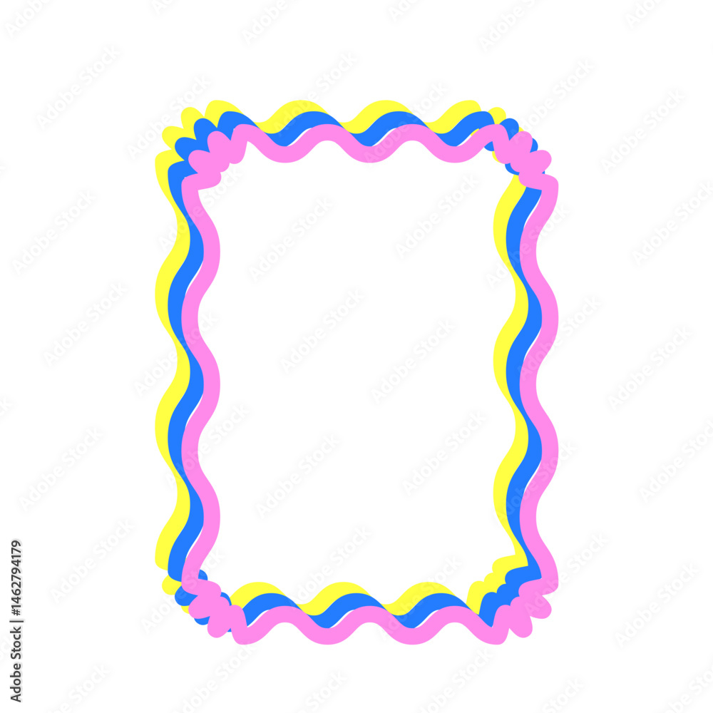 Vivid Festive Bright Retro Border Icon. Bright Vibrant Positive Disco Frame Canvas. Pink and yellow Outline Line Curve Wavy Abstract Shape Decoration Isolated on Background Vivid Festive Bright Retro Border Icon. Bright Vibrant Positive Disco Frame Canvas. Pink and yellow Outline Line Curve Wavy Abstract Shape Decoration Isolated on Background