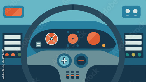 Modified Dashboard Controls A closeup view of a car dashboard with larger accessible buttons and levers for easier operation by drivers with limited dexterity.