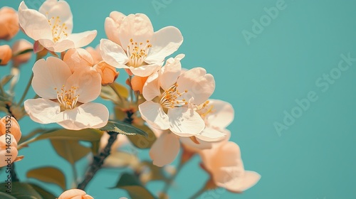 Delicate peach-toned blossoms in springtime. photo