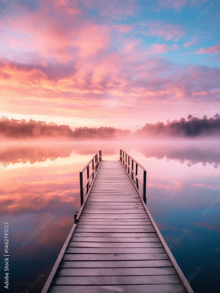 Fototapeta premium Sunset lake pier