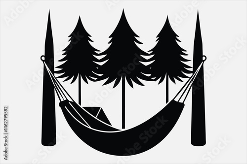 Vector silhouette of a camping tent set