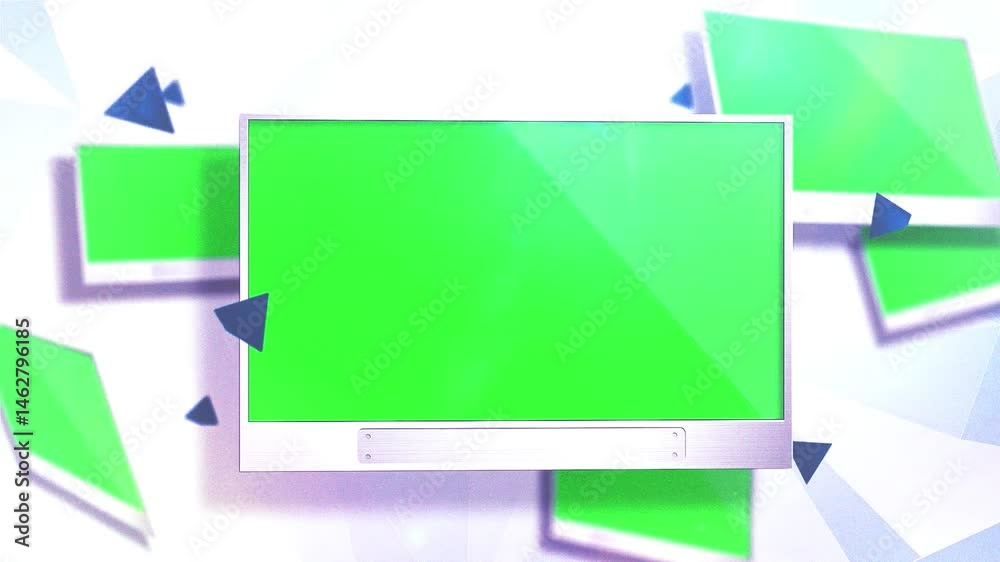 presentation template, green screen slideshow, multiple windows frames with space for text, introduction design 3d animated intro slides, layout sliding white background digital news presentation