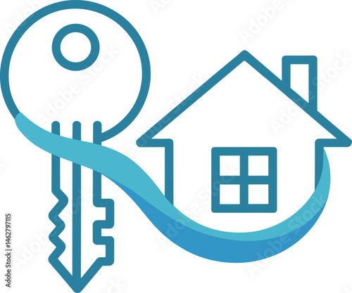 House with key, logo design and real sate concept, vector illustration.