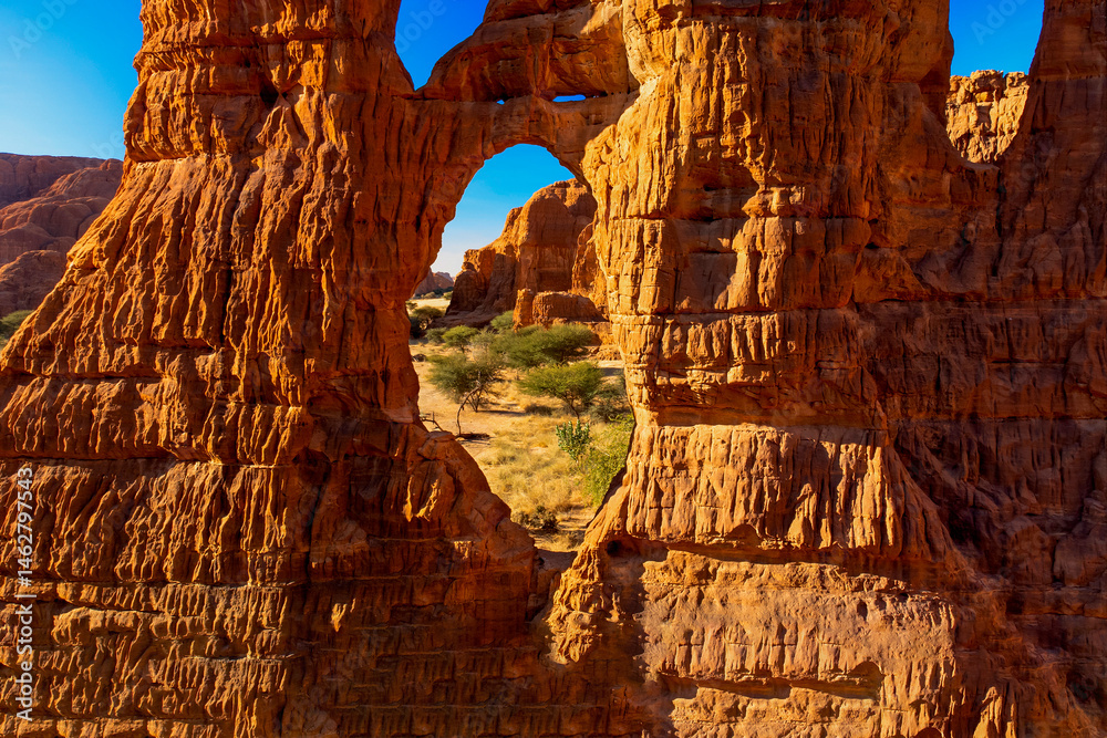 Desert erosion formation in Ennedi plateu in Chad. Ennedi plateu desert landscape