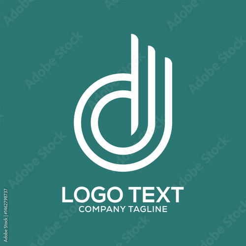 d letter creative outline logo design