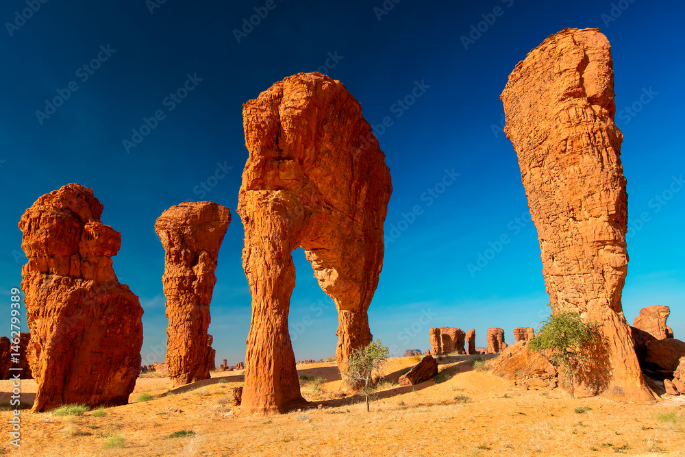 Desert erosion formation in Ennedi plateu in Chad. Ennedi plateu desert landscape