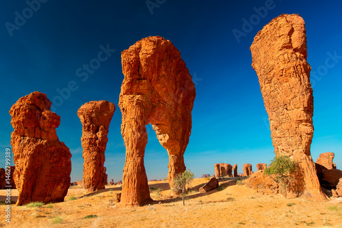 Obraz na płótnie Desert erosion formation in Ennedi plateu in Chad. Ennedi plateu desert landscape w salonie