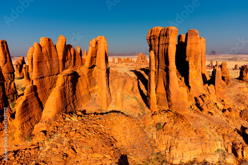 Desert erosion formation in Ennedi plateu in Chad. Ennedi plateu desert landscape