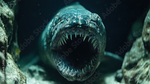 Giant Snakehead Fish Underwater Closeup