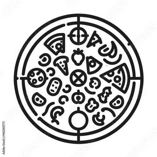 Variety of Pizza Ingredients in Minimalist Style  