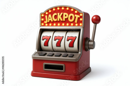 Colorful vintage slot machine with jackpot symbol.