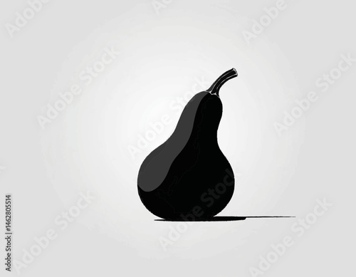 A black silhouette of a squash on a white background, clean and minimalist design, 