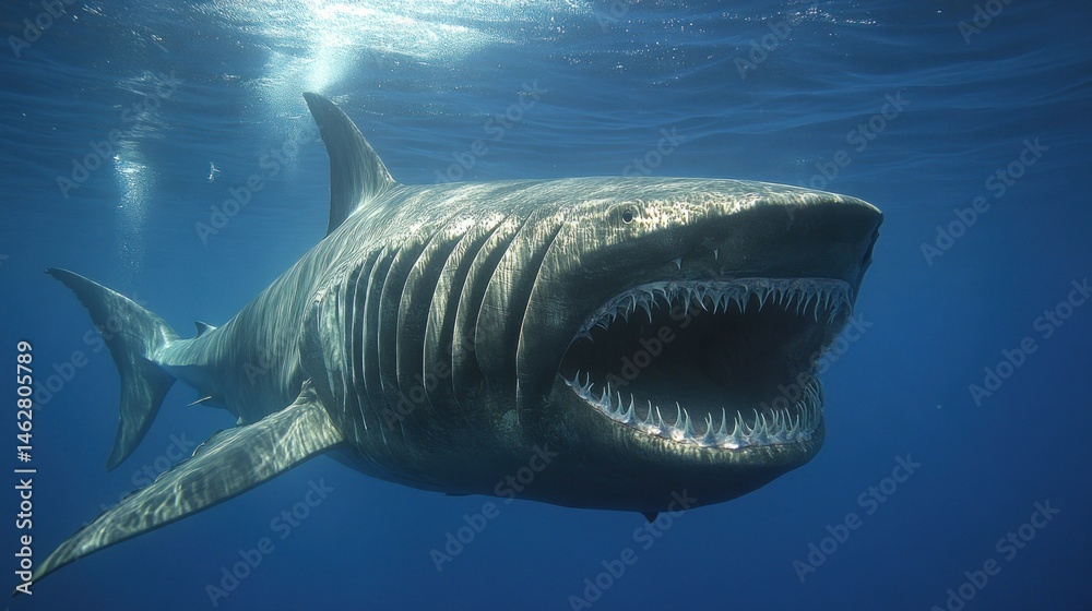 Fototapeta premium Great white shark underwater ocean predator hunting