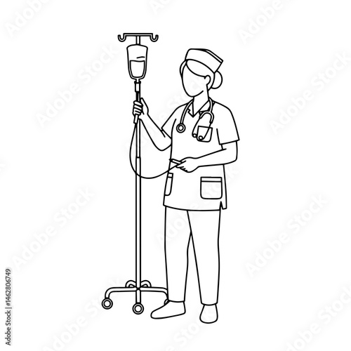 Nurse administering IV drip in a healthcare setting  