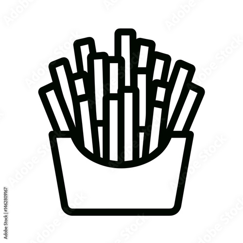 Minimalist Illustration of French Fries in a Container  