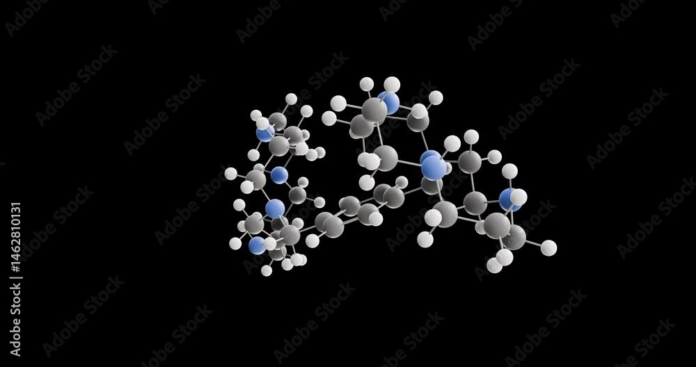 Plerixafor molecule, rotating 3D model of hematopoietic agents, looped video on a black background Plerixafor molecule, rotating 3D model of hematopoietic agents, looped video on a black background