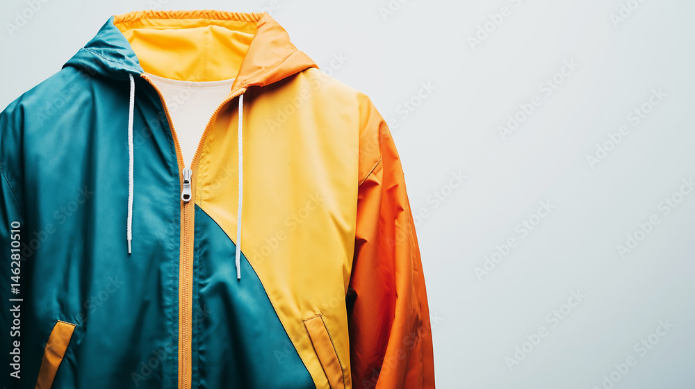Lightweight windbreaker with color blocking, highlighting bold hues for active lifestyles and street ready fashion Lightweight windbreaker with color blocking, highlighting bold hues for active lifestyles and street ready fashion