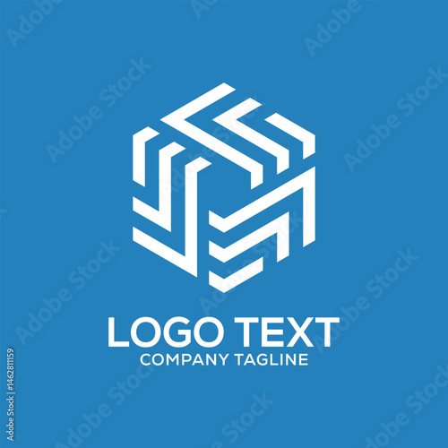 fff letter polygon shape logo design