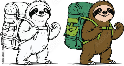 Sloth Hiking vector