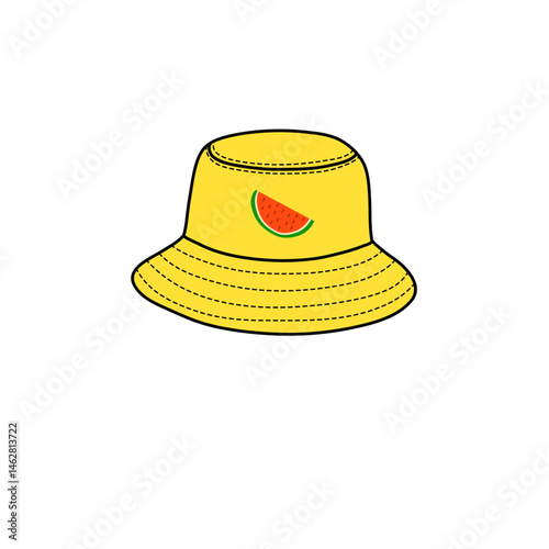 Cartoon Bucket hat. Women's and men's accessories. Vector illustration.