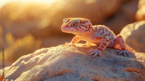 Wallpaper Mural Leopard gecko sunset desert rock reptile wildlife Torontodigital.ca