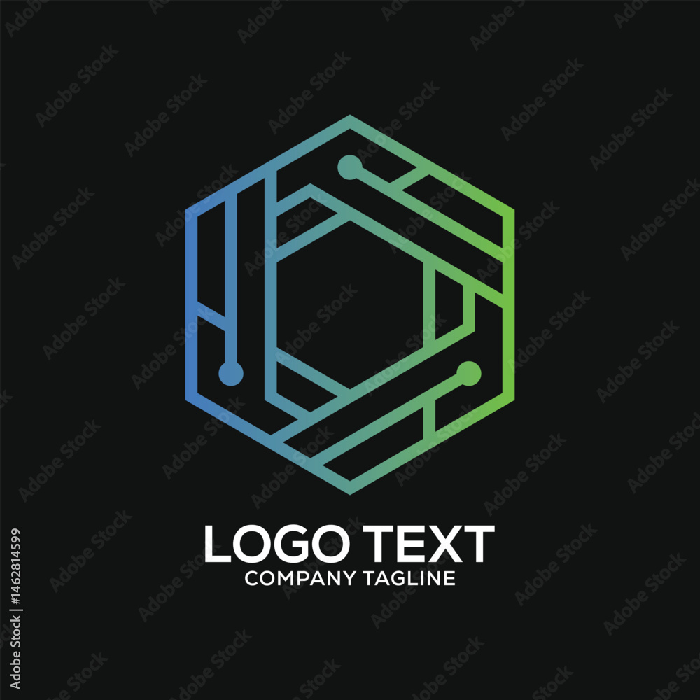 Fototapeta premium polygon shape tech logo design