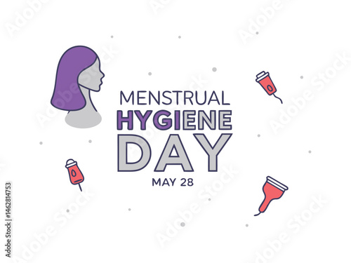 menstrual hygiene day, abstract woman profile, feminine hygiene, period awareness, tampons, pads, sanitary products, clean period, women empowerment, minimalist style, simple illustration, 