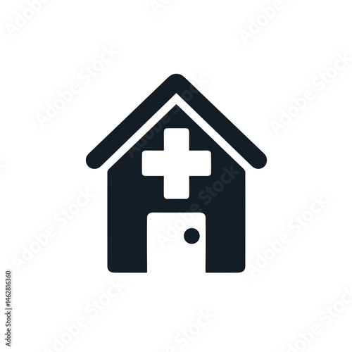 Medical house icon representing health services  