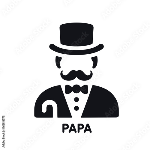 Stylish gentleman character representing father figure  