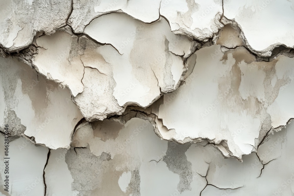 Obraz premium Close-up view of weathered, cracked plaster texture.