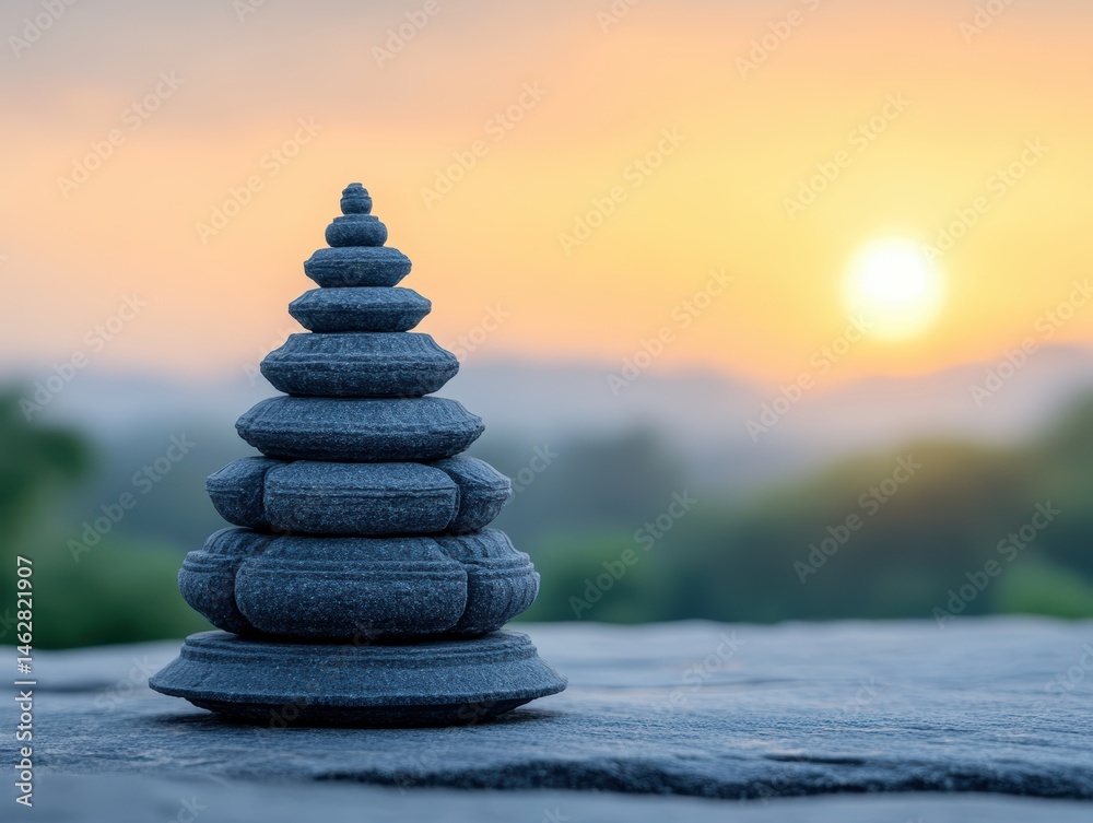 Obraz premium Stone stack at sunrise