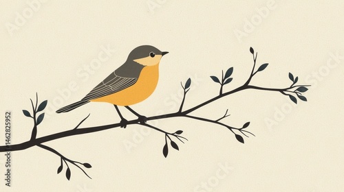 A bird is perched on a branch