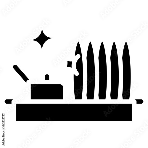 Bold Glyph Clean Dishes Icon