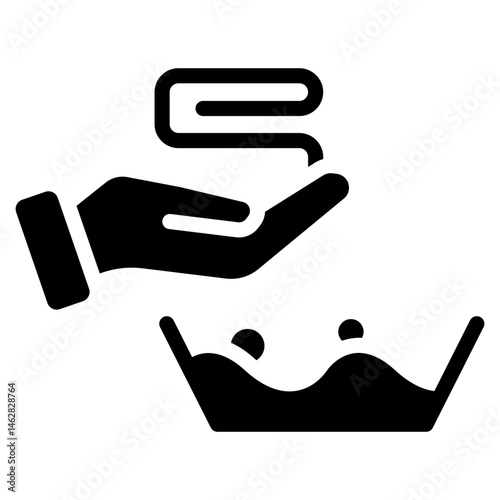 Bold Glyph Hand Washing Clothes Icon