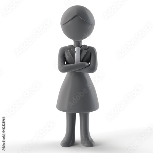 Gray businesswoman figurine with arms crossed. photo