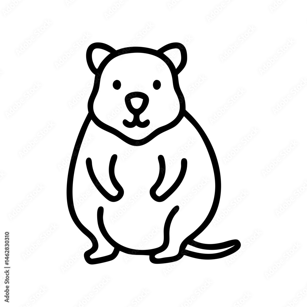 Cute cartoon Quokka standing in a minimalist style Cute cartoon Quokka standing in a minimalist style