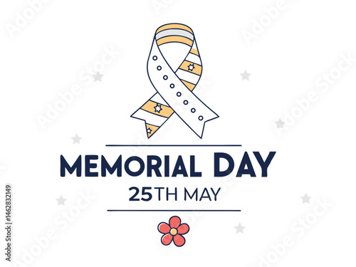 Memorial Day, typography, hand-drawn style, minimalist design, patriotic symbols, calligraphic elements, memorial service, remembrance, respectful t