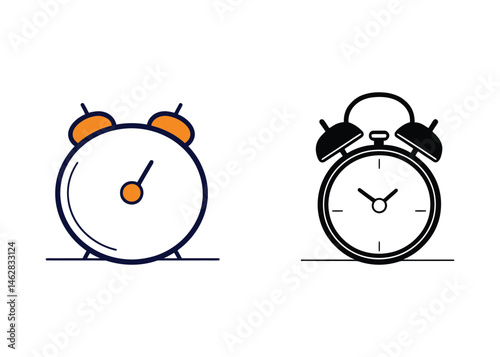 Alarm Clock Icons Time Management Design Element Simple Graphic