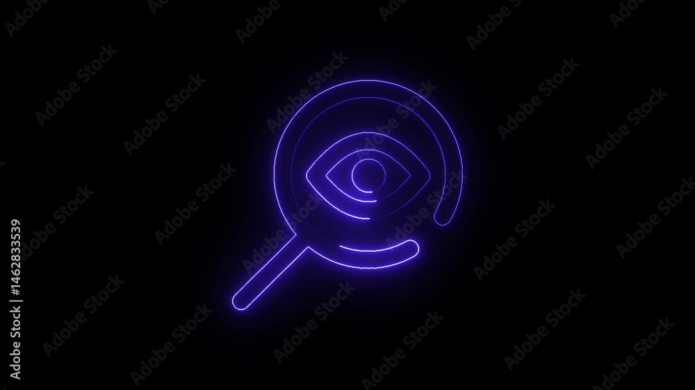 Glowing neon view icon isolated on black background. Glowing neon view icon isolated on black background.