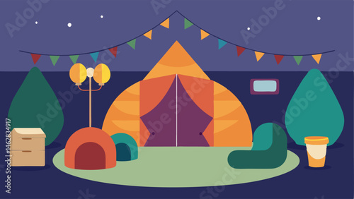 SensoryFriendly Space An illustration of a quiet tent or room at a festival featuring bean bags soft lighting and sounddampening materials where individuals can take a break from