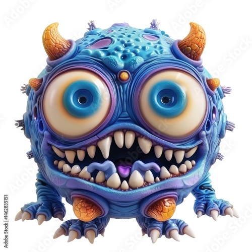 A stylized, grotesque depiction of a monstrous microbe.