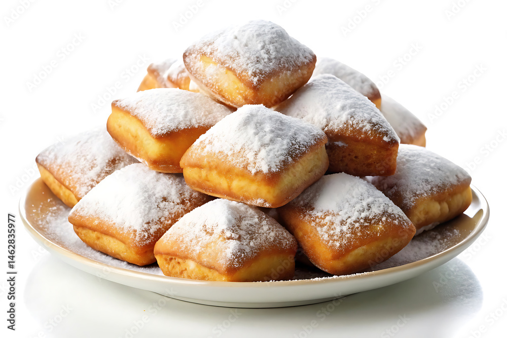 plate of delicious beignets image isolated on a white