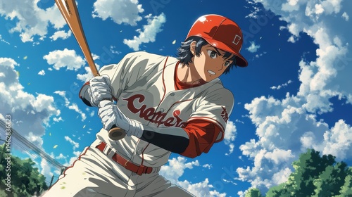 Manga baseball swing