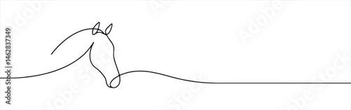 Horse continuous one line drawing. Farm or hippodrome concept.