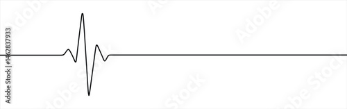Heart cardiogram continuous one line drawing. Heart rate pulse.