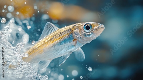 Small fish leaping from water, splash, nature