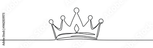 Crown continuous one line drawing. Royal crown symbol.