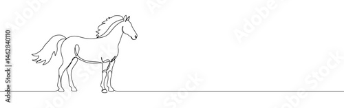 Horse continuous one line drawing. Farm or hippodrome concept.