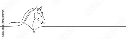 Horse continuous one line drawing. Farm or hippodrome concept.